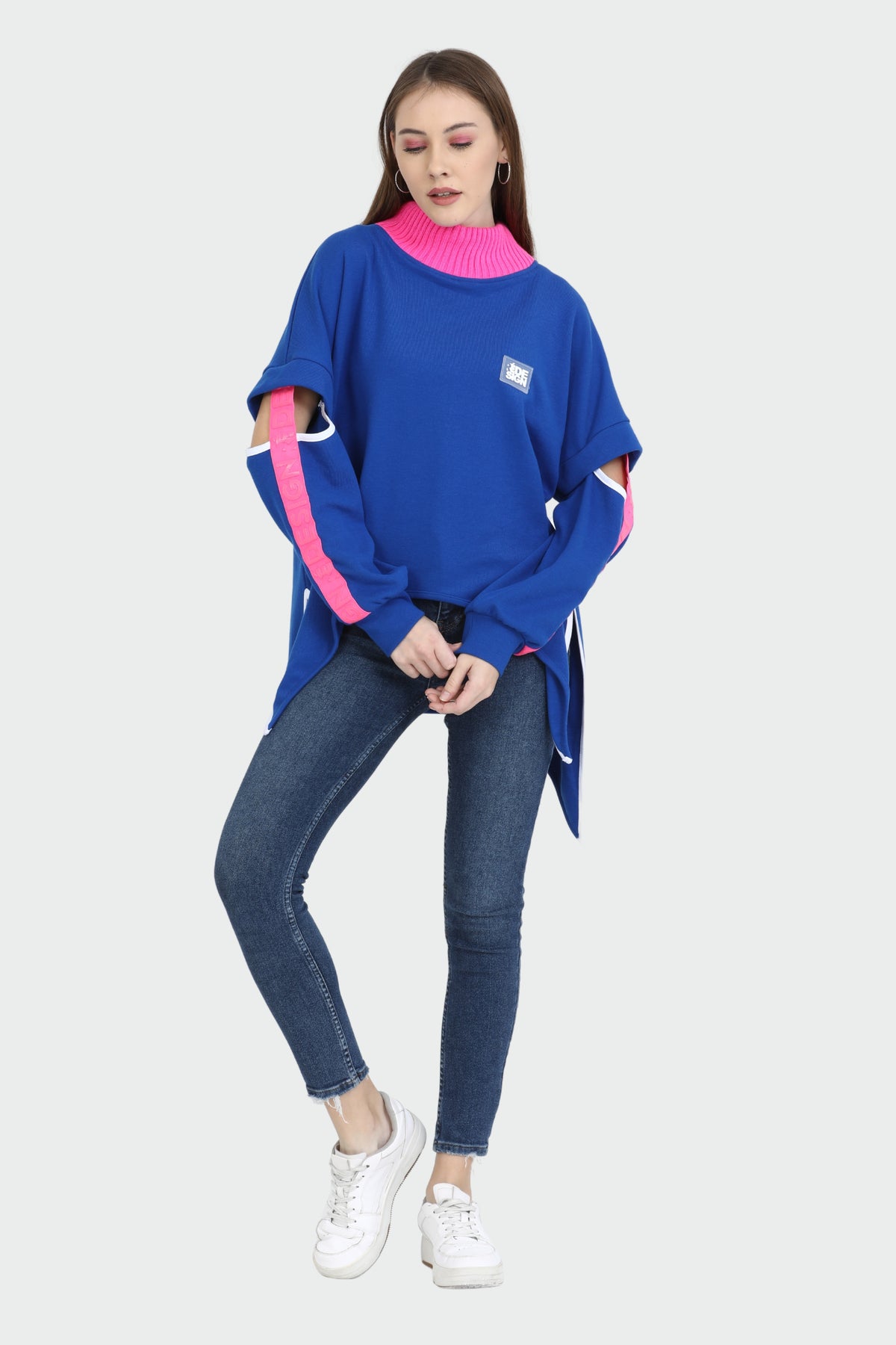 Neon Strip Asymmetric Blouse