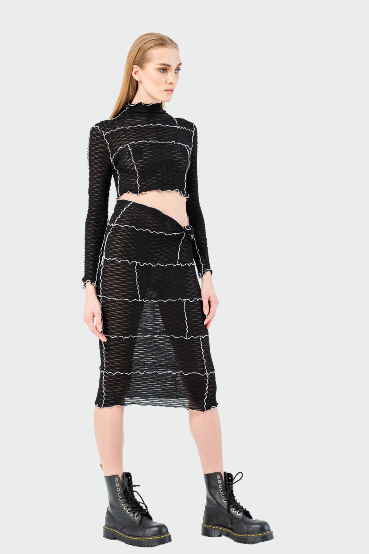 Lettuce-Trim Crop Top & Skirt Set