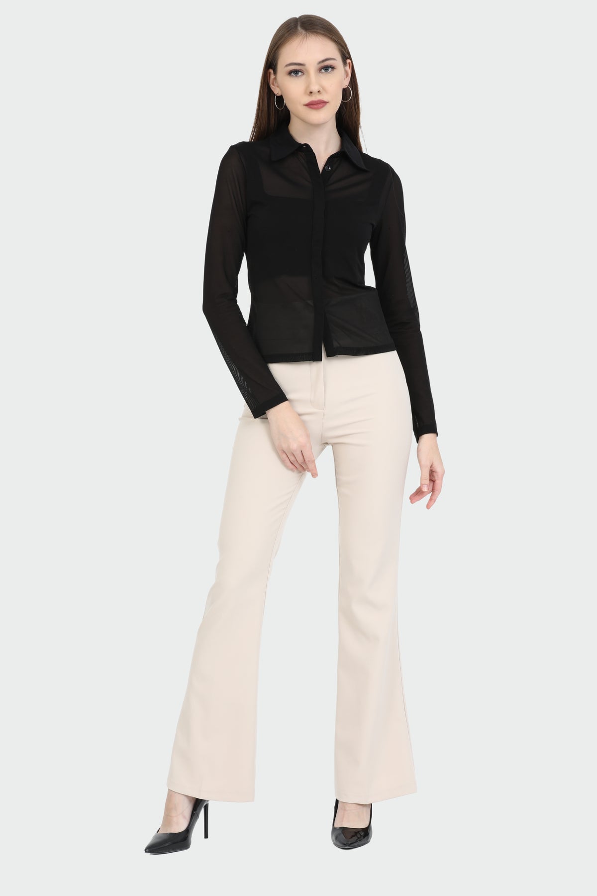 Long Sleeve Sheer Black Shirt