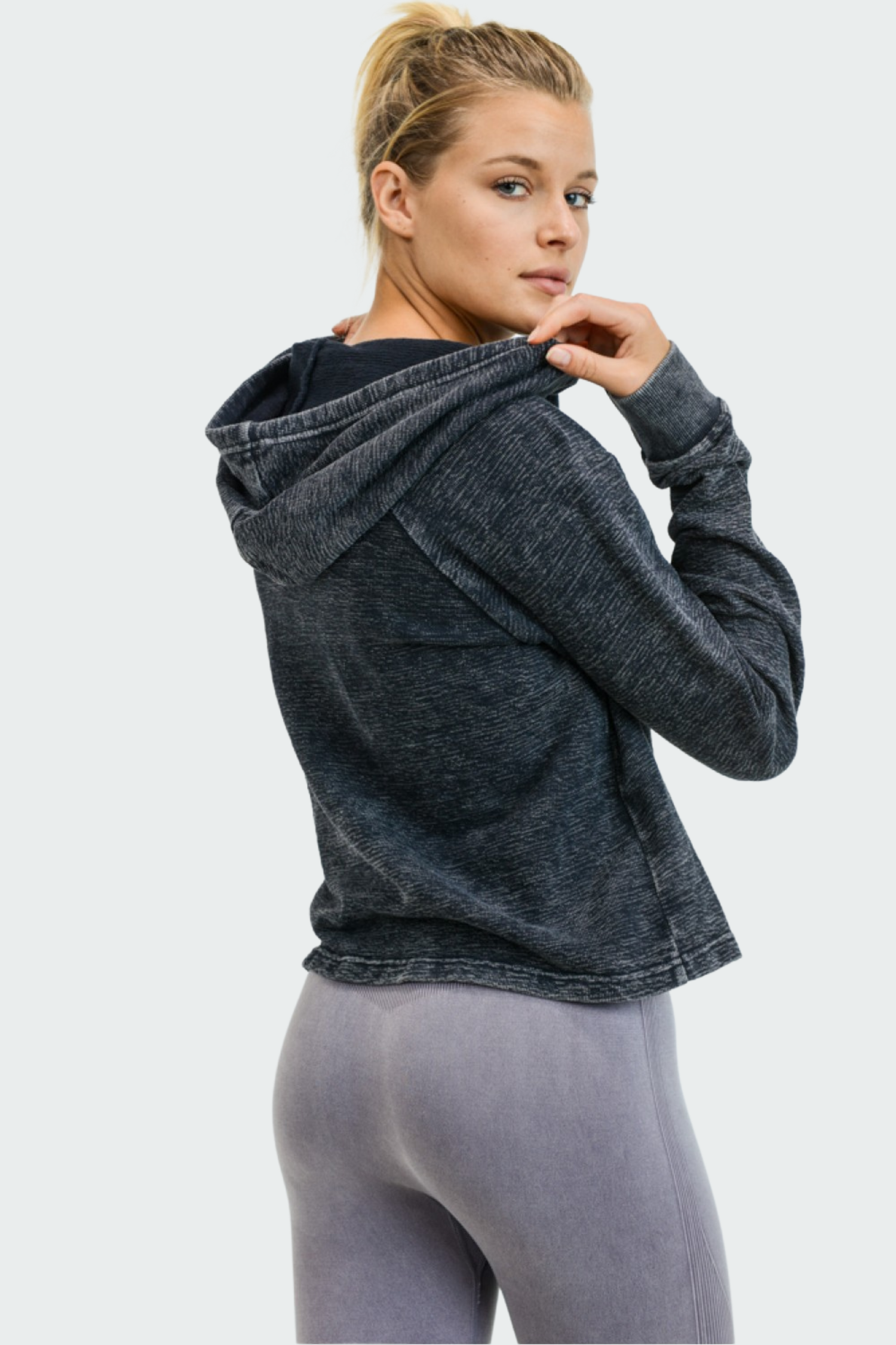 Mineral Wash Jacquard Hoodie Pullover