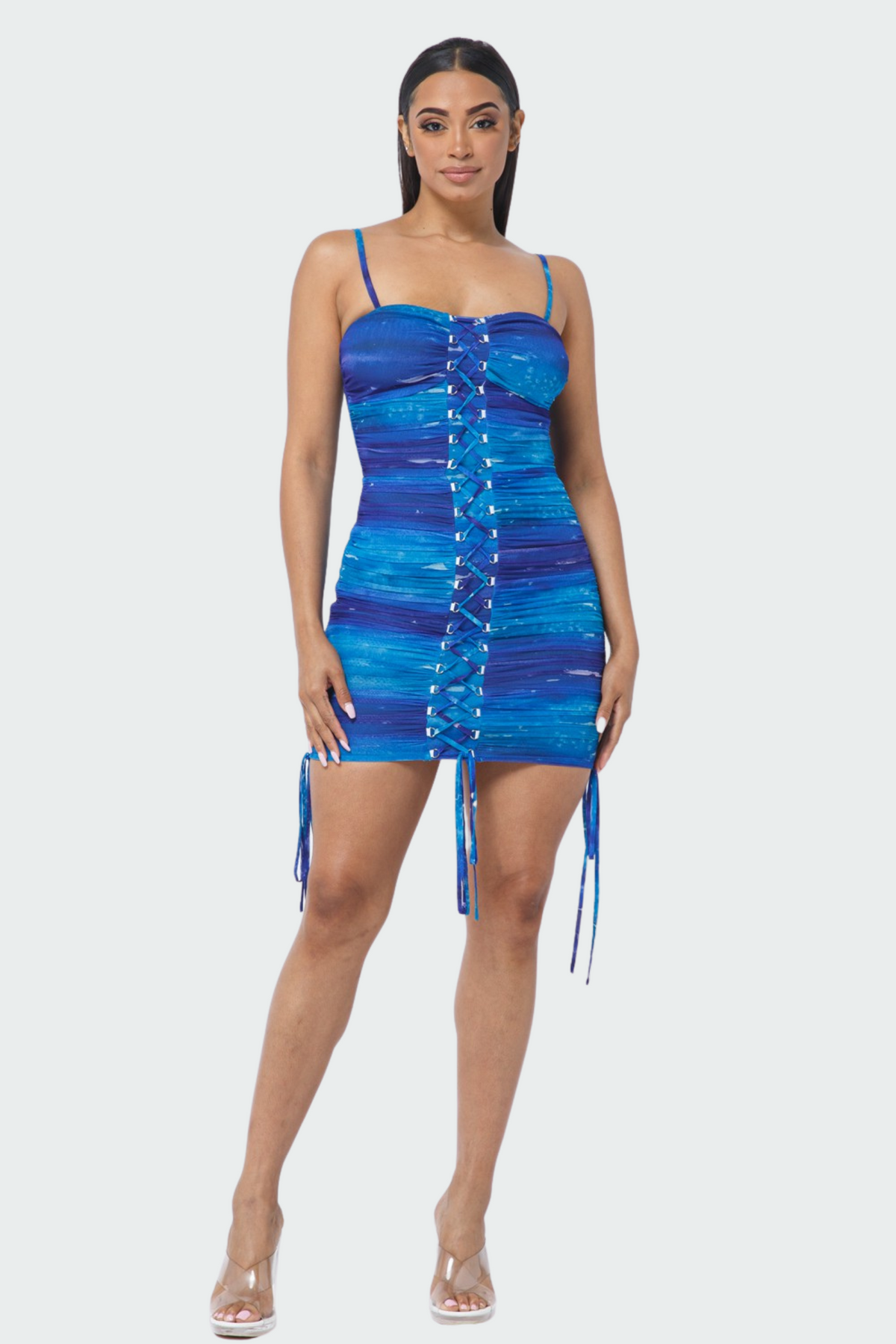 Mesh Ruched Mini Dress